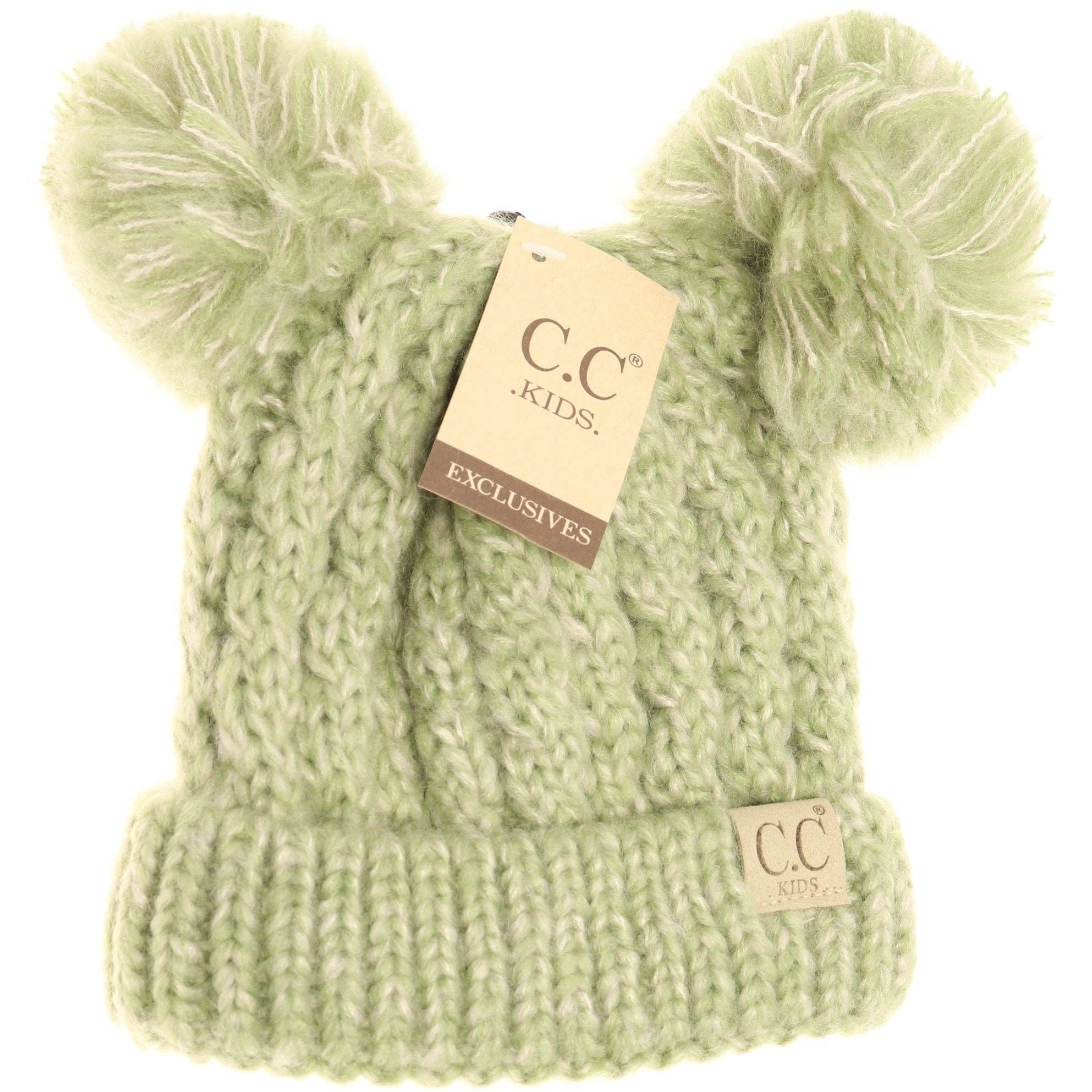 Kids Multi Tone Double Pom CC Beanie
