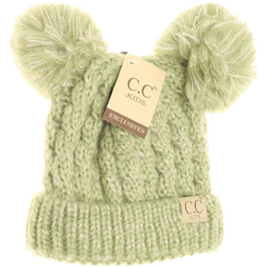 Kids Multi Tone Double Pom CC Beanie