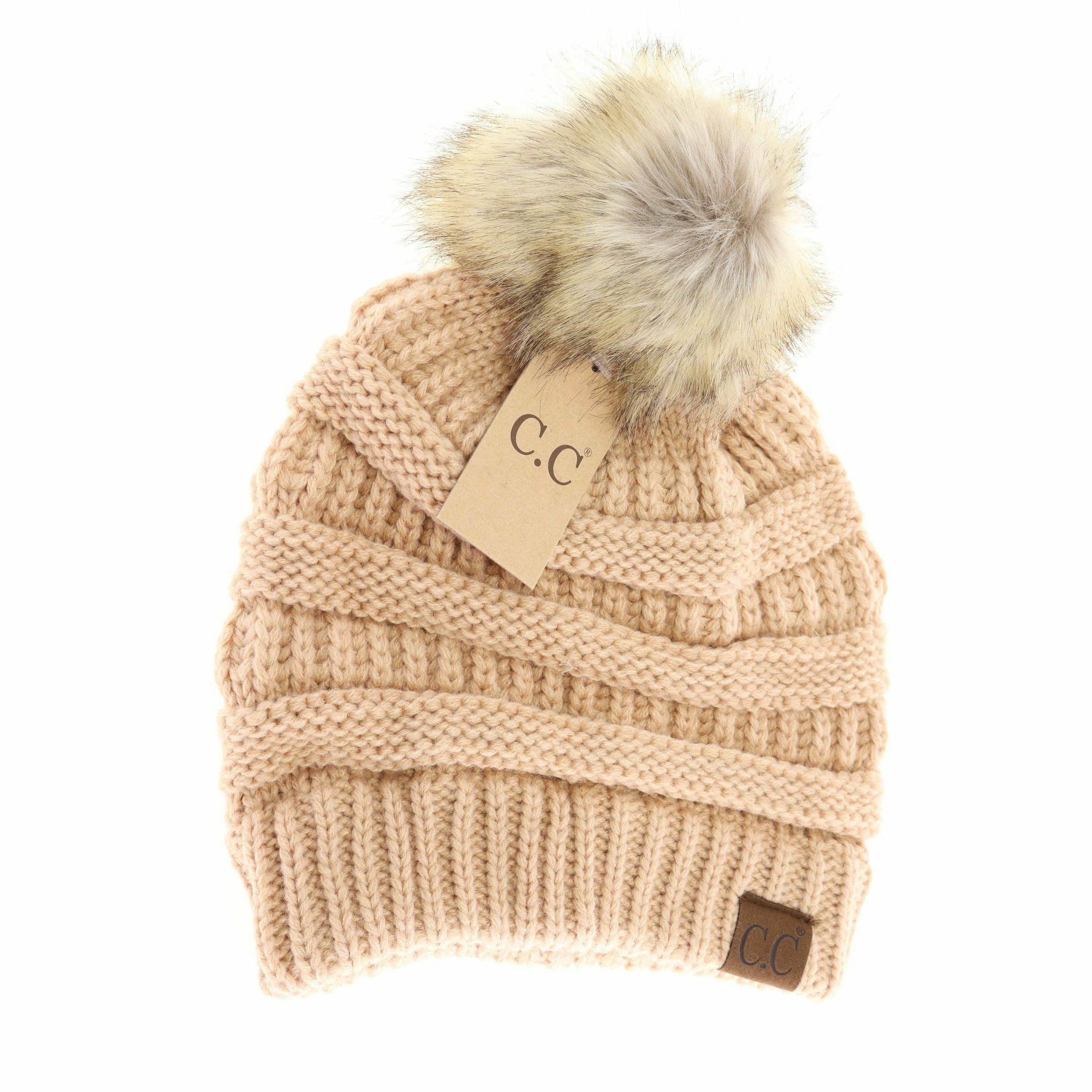 Fur Pom CC Beanie HAT43