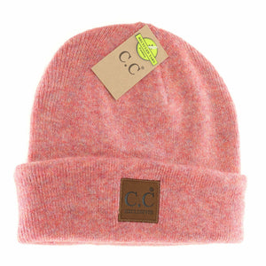 Unisex Soft Ribbed Leather Patch C.C. Beanie HTM9021