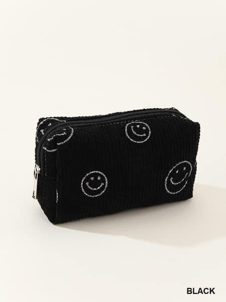 Corduroy Smiley Cosmetic Pouch