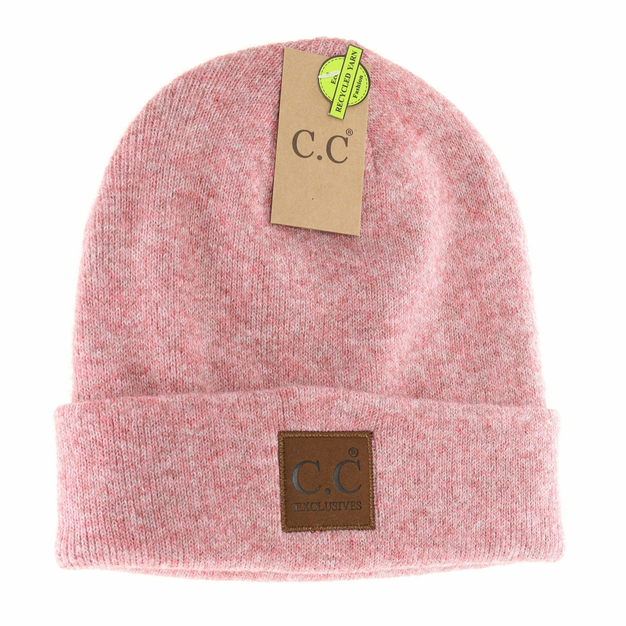 Unisex Soft Ribbed Leather Patch C.C. Beanie HTM9021