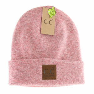 Unisex Soft Ribbed Leather Patch C.C. Beanie HTM9021