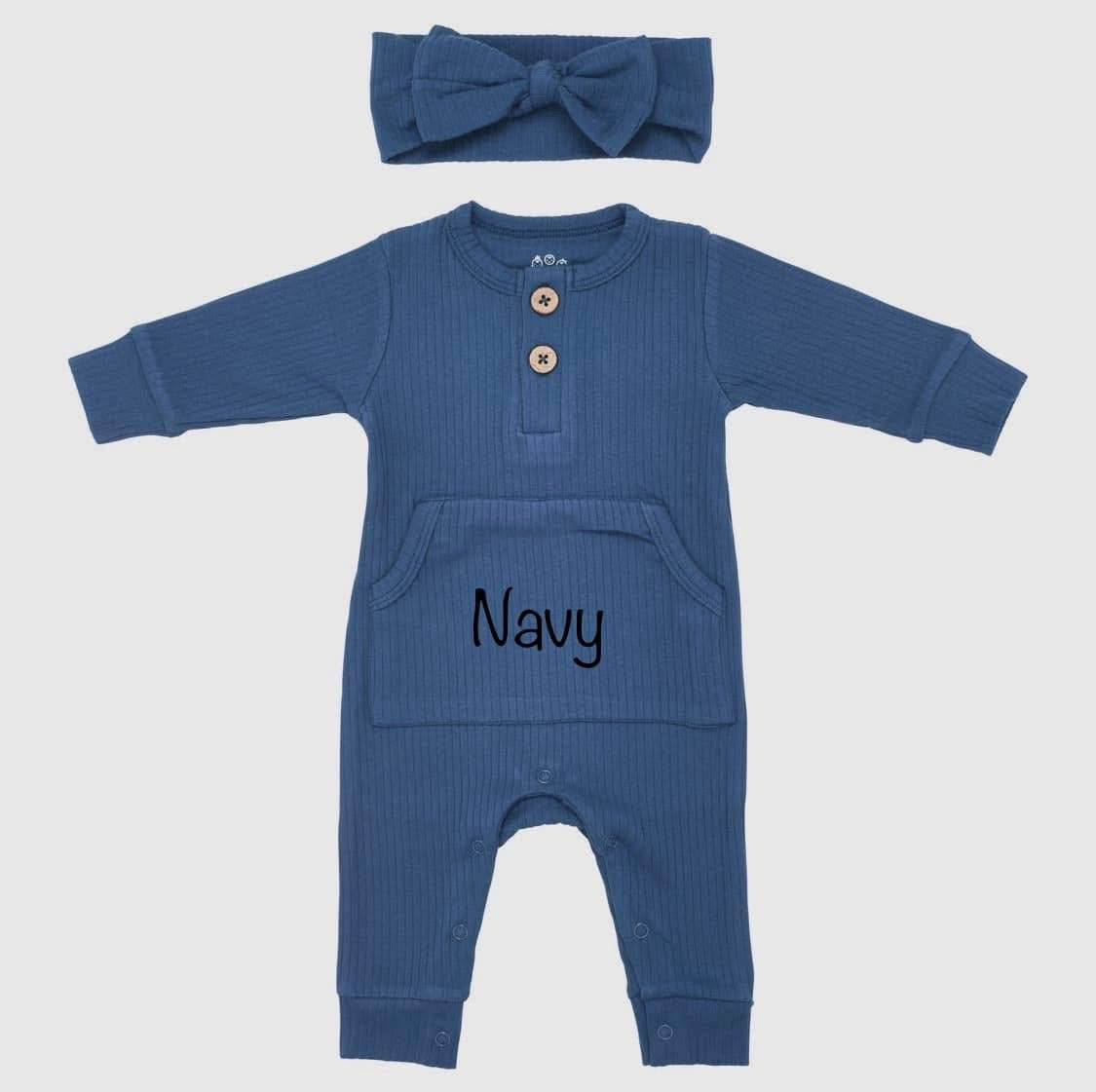 Baby Ribbed Pocket Playsuit with BOW