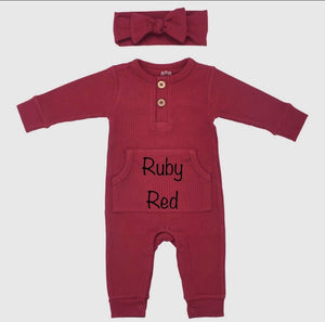 Baby Ribbed Pocket Playsuit with BOW