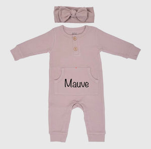 Baby Ribbed Pocket Playsuit with BOW