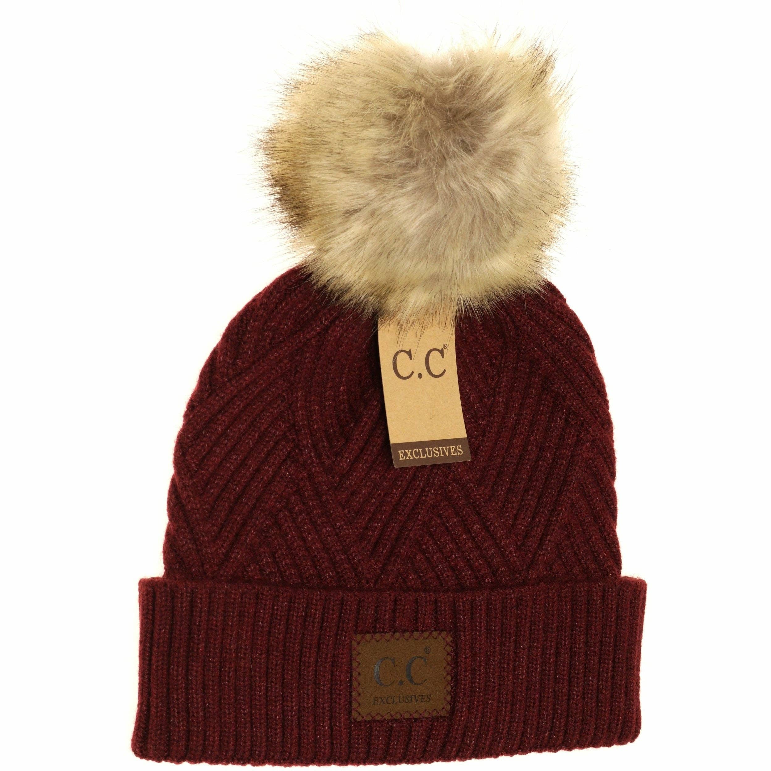 Large Patch Heathered Pom Beanie HAT2060