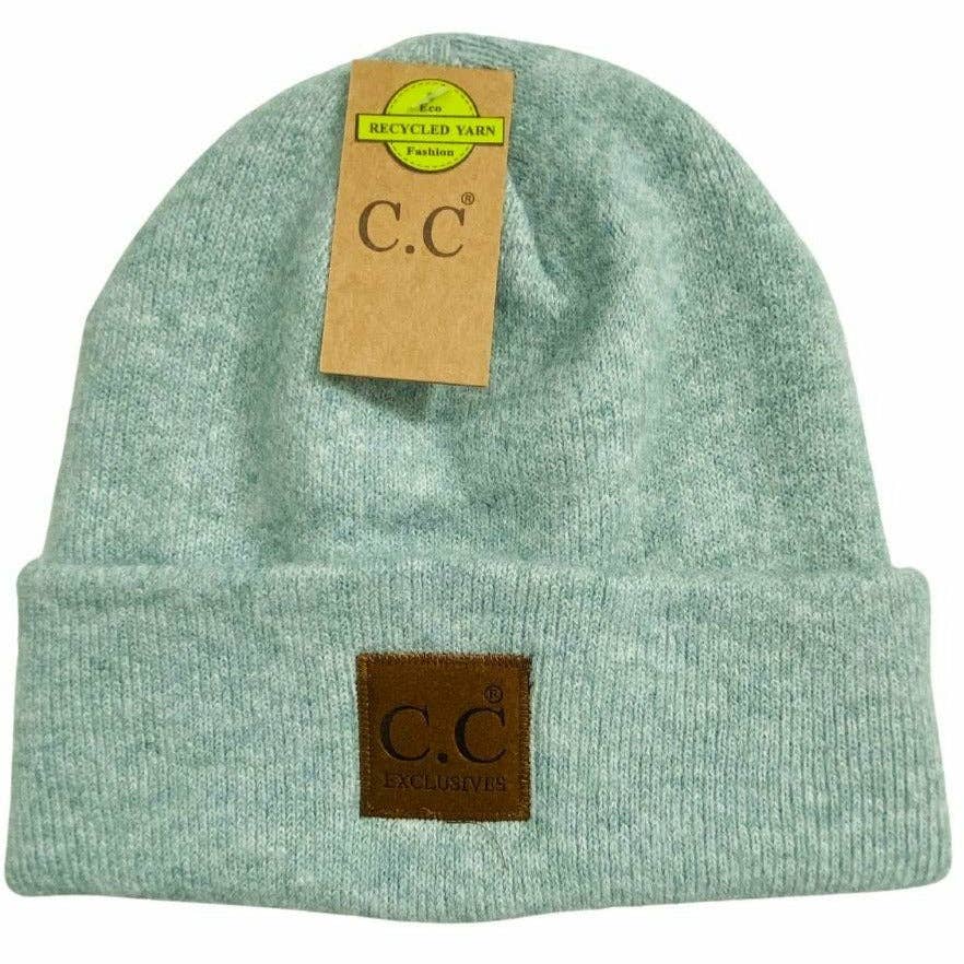 Unisex Soft Ribbed Leather Patch C.C. Beanie HTM9021
