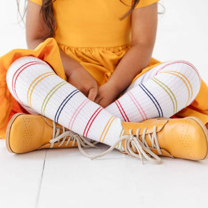 Ribbed Knit Tights - Rainbow Stripe