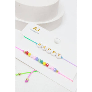 Happy Letter and Bead combination Bracelet