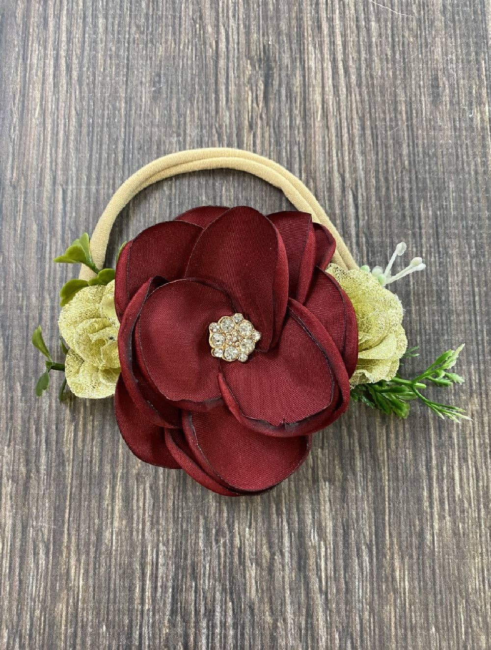 Layered Red & Champange Petal Flower Headband