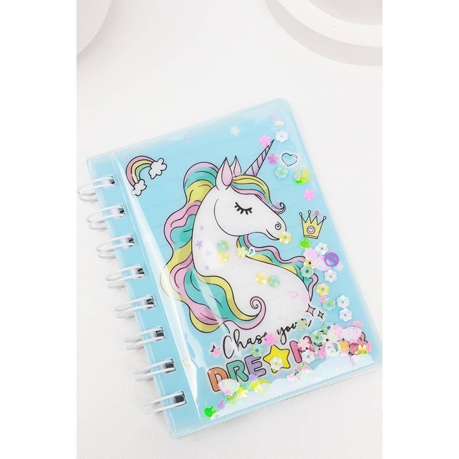 Moving Glitter Unicorn Notebook Set