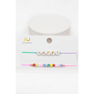 Happy Letter and Bead combination Bracelet